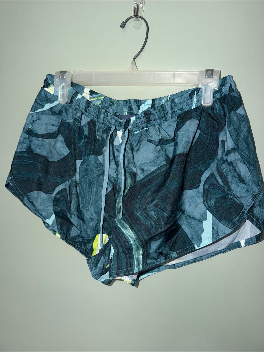 Old Navy Active Printed Running Shorts Women’s Medium Teal Athletic Lined